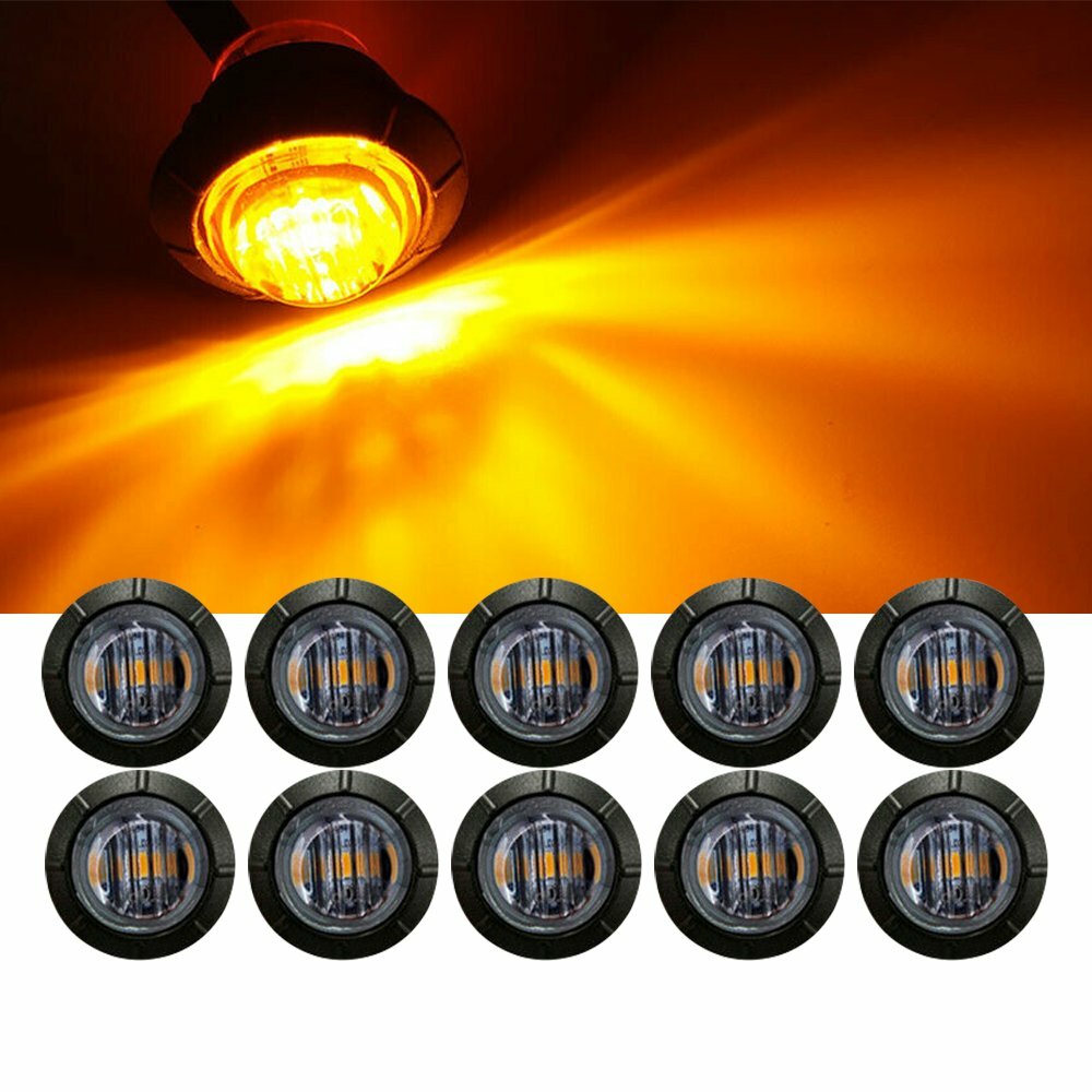 amber 10X 3/4″ Side Marker Lights LED Truck Trailer Round Side Bullet Light EOE