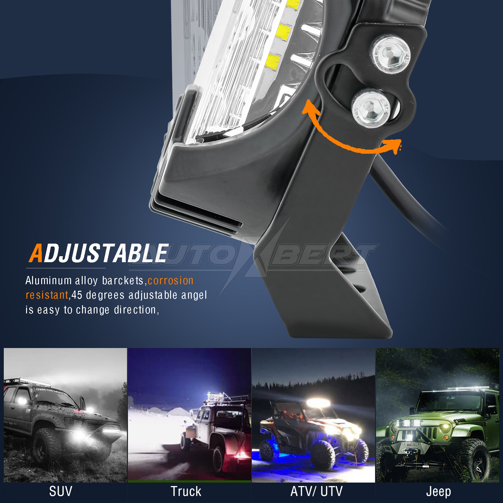 2X 5 INCH LED Side Shooter Pod Spot Flood Combo Lights DRL Amber Driving Lights