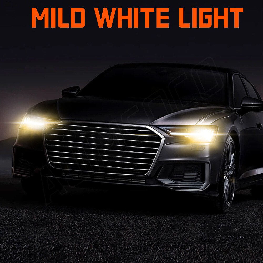LED DRL Driving Daytime Running Light Bulb Kit 4157 3157 4114 3000K Amber Yellow