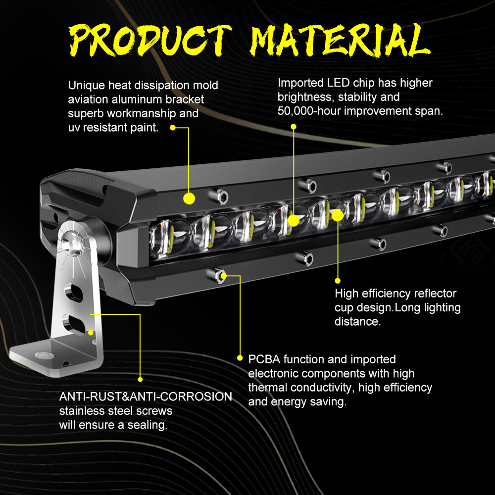 Slim Curved 20 26 32 38 44 50″ LED Light Bar Single Row Off Road Driving ATV SUV