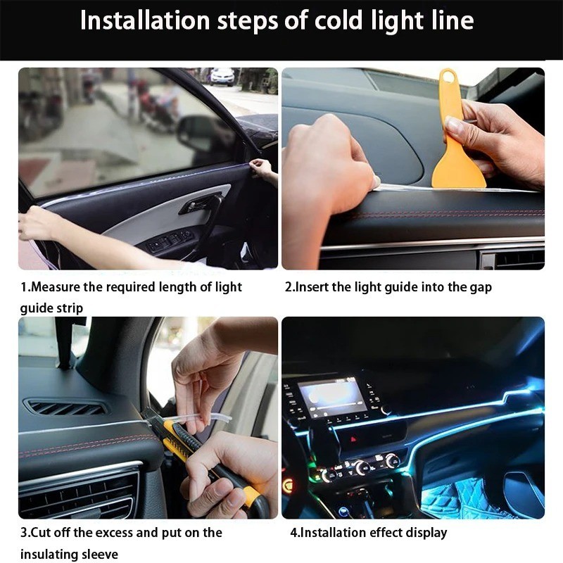 RGB LED Light Strip for Cars, Interior Ambiance Decoration for Auto