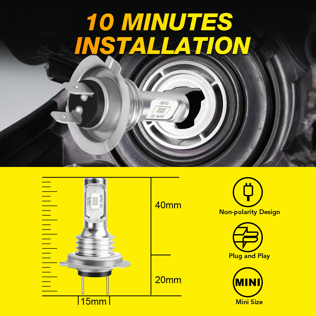 Combo Blue LED Headlight High Low Beam Fog Light Bulbs Kits 8000K H7+H7+H11 US