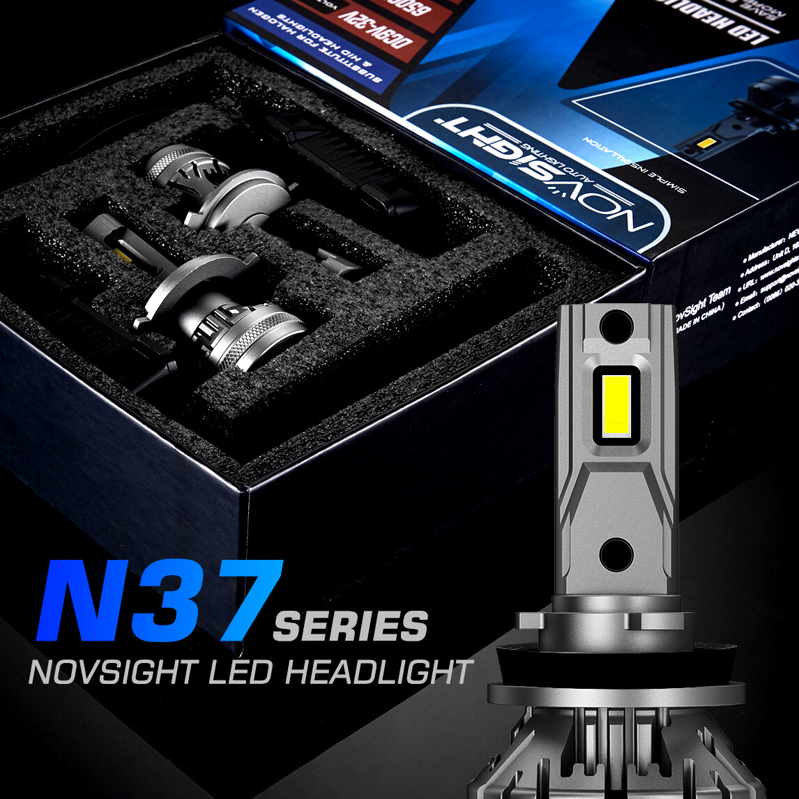 2PCS NOVSIGHT H11 H8 H9 LED Headlight Bulbs 120W 22000LM 6500K Low Beam Bulbs