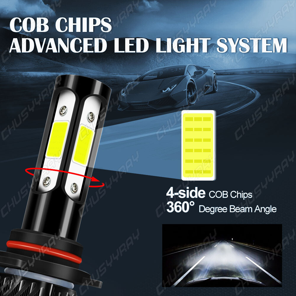 Fanless LED Headlight Bulbs Conversion Kit 9005 H11 High Low Beam Bright White