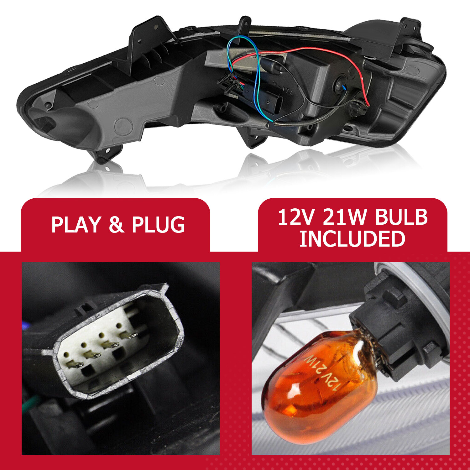 Fog Lights LED Pair Lamp Bar For 19-23 Chevrolet Chevy Malibu LT Turn Signal LED