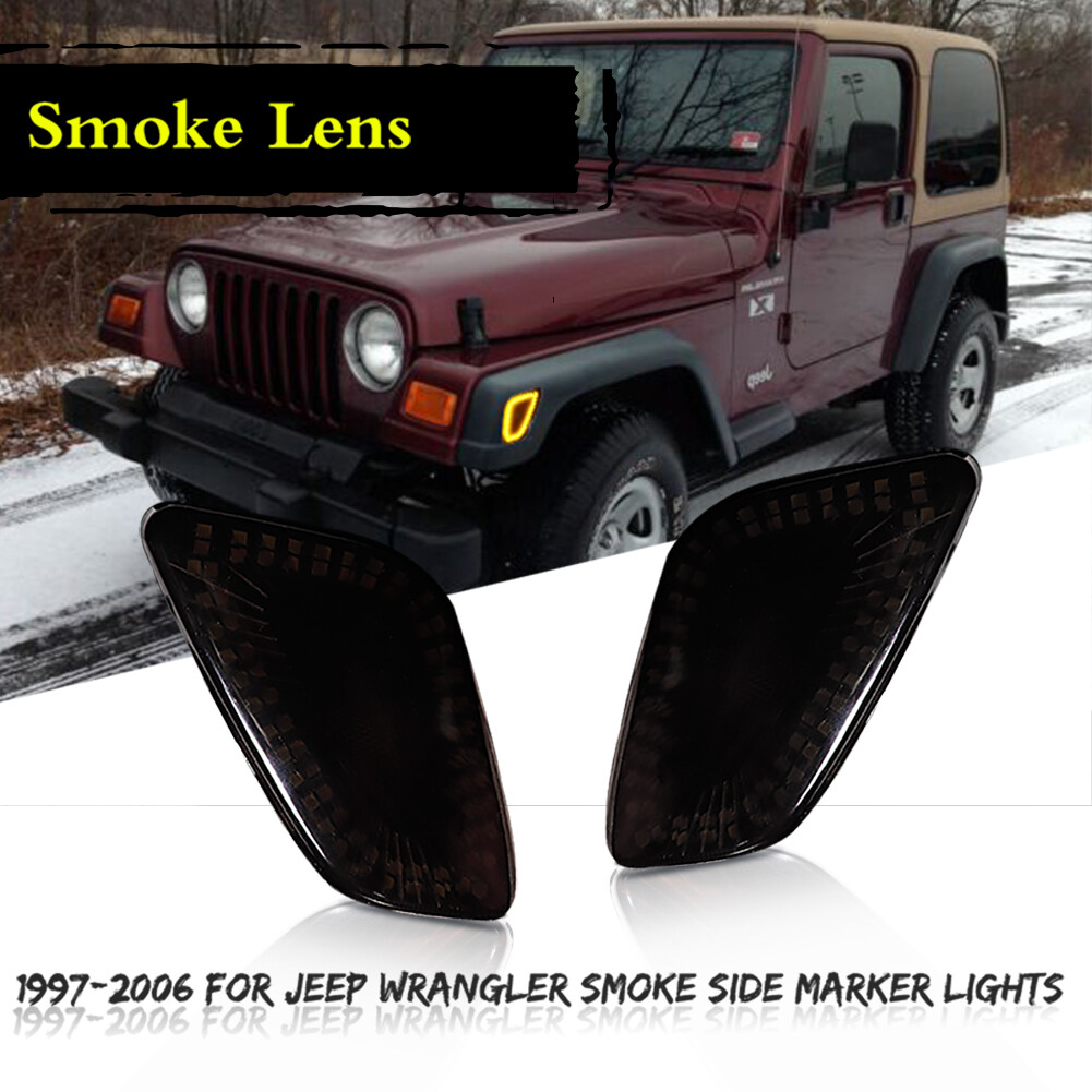 For 1997-2006 Jeep Wrangler Smoke SWITCHBACK LED Amber&White Side Marker Lights