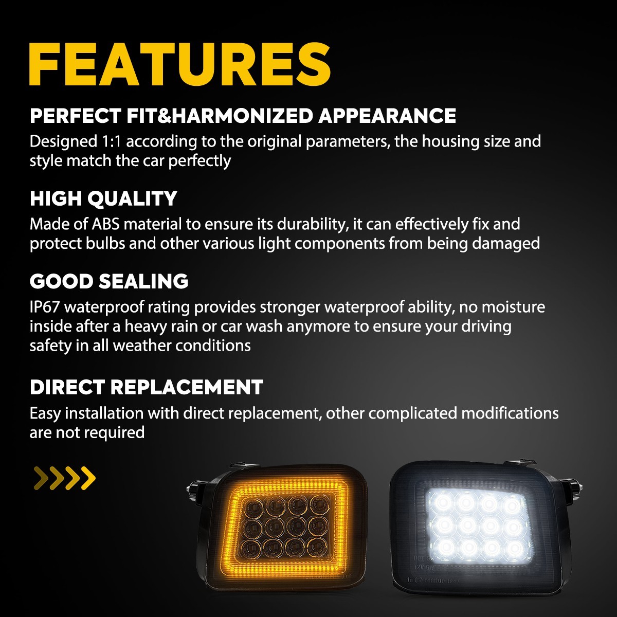 Solid White Sequential Amber LED DRL For Subaru WRX Premium 2015-21 Smoked/Clear