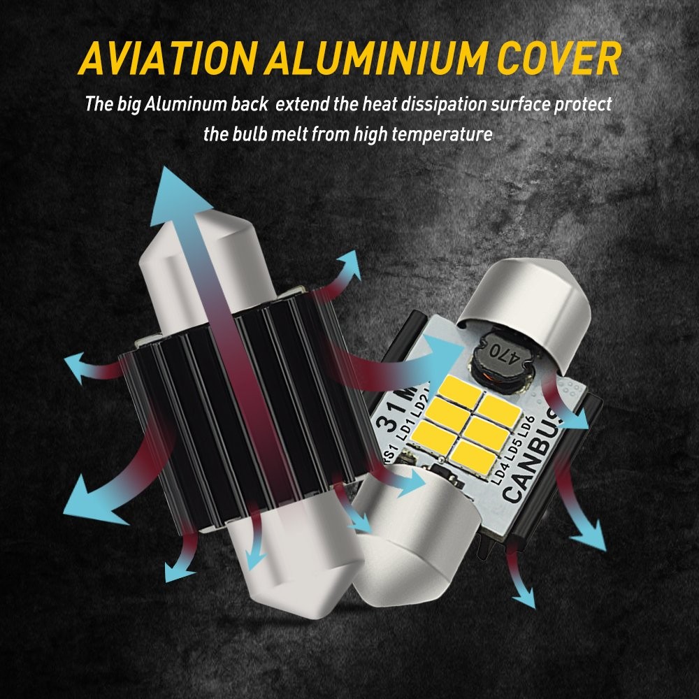 AUXITO 31MM Pair C5W LED Festoon License Plate Tag Light Bulb 6000K Bright White