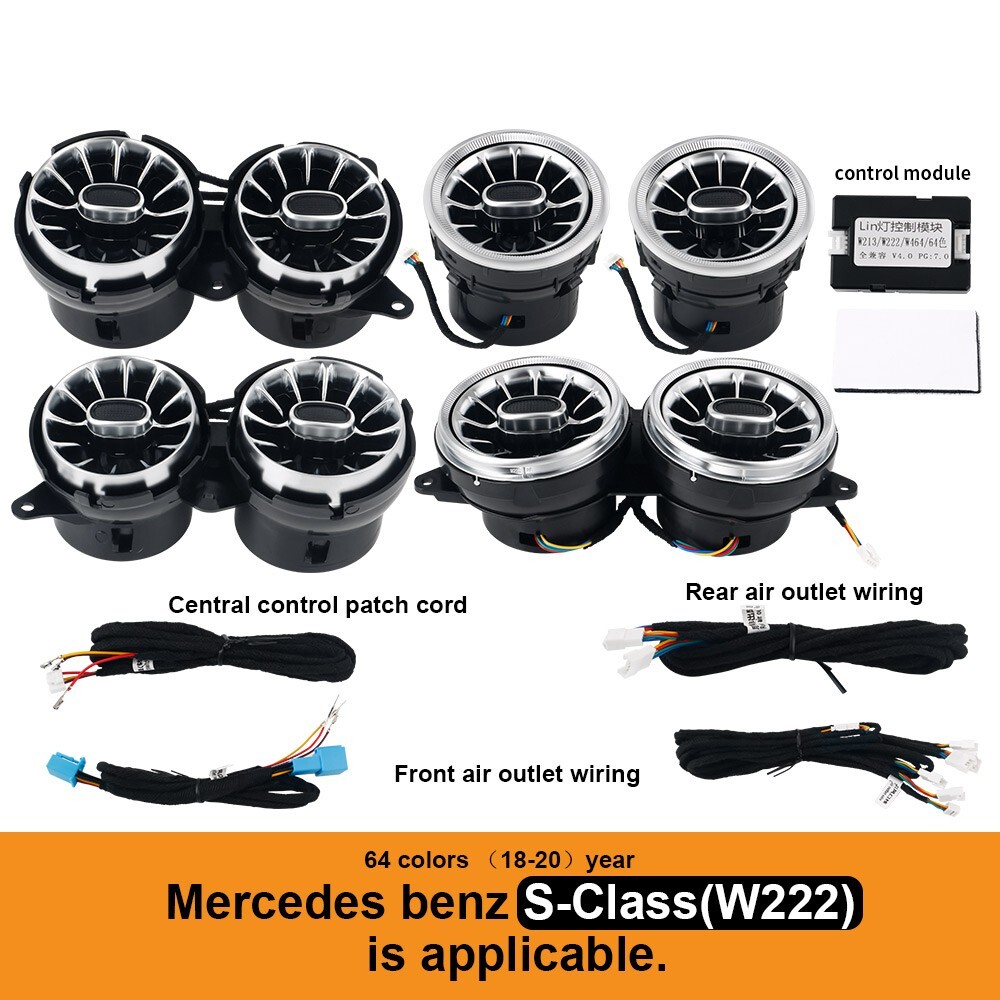64 Colors Front Rear Air Vent LED Ambient Light For Mercedes Benz S-Class W222