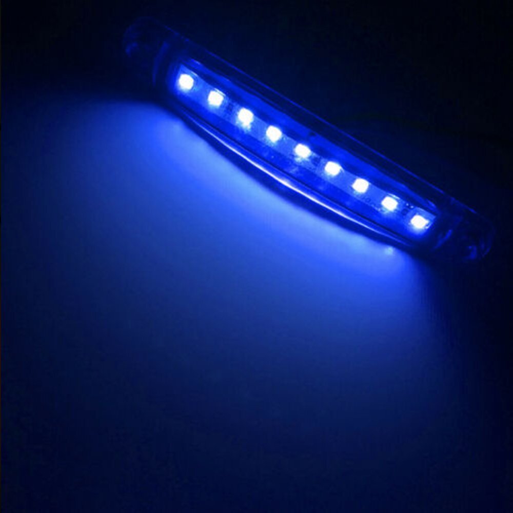 2Set Blue Lens 9LED Front Rear Side Marker Lamps Clearance Lights Waterproof 10P