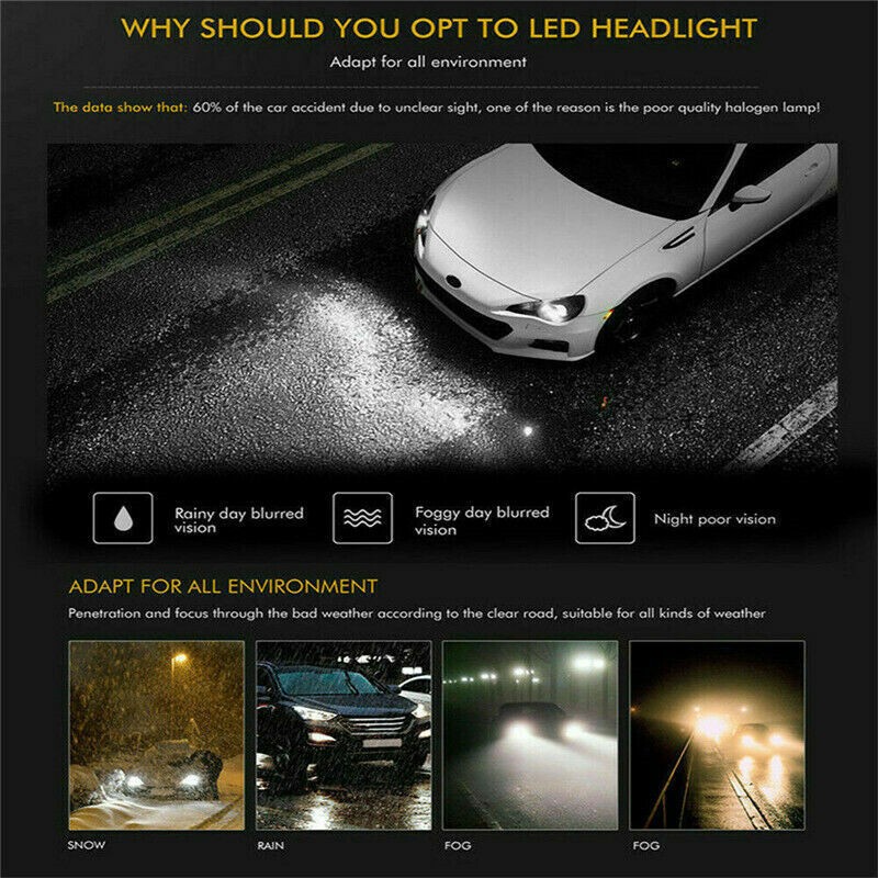 8000k For Toyota Camry 2007- 2014 LED Headlight Bulbs Kit High / Low Beam combo
