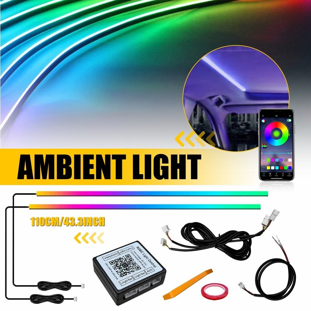 2Pcs RGB LED Sunroof Light Strip Car Roof Panoramic Skylight Ambient Lamp APP EJ