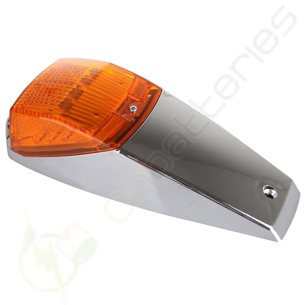 2pc Amber Chrome 17 LED Cab Marker Lights for Peterbilt Kenworth Freightliner