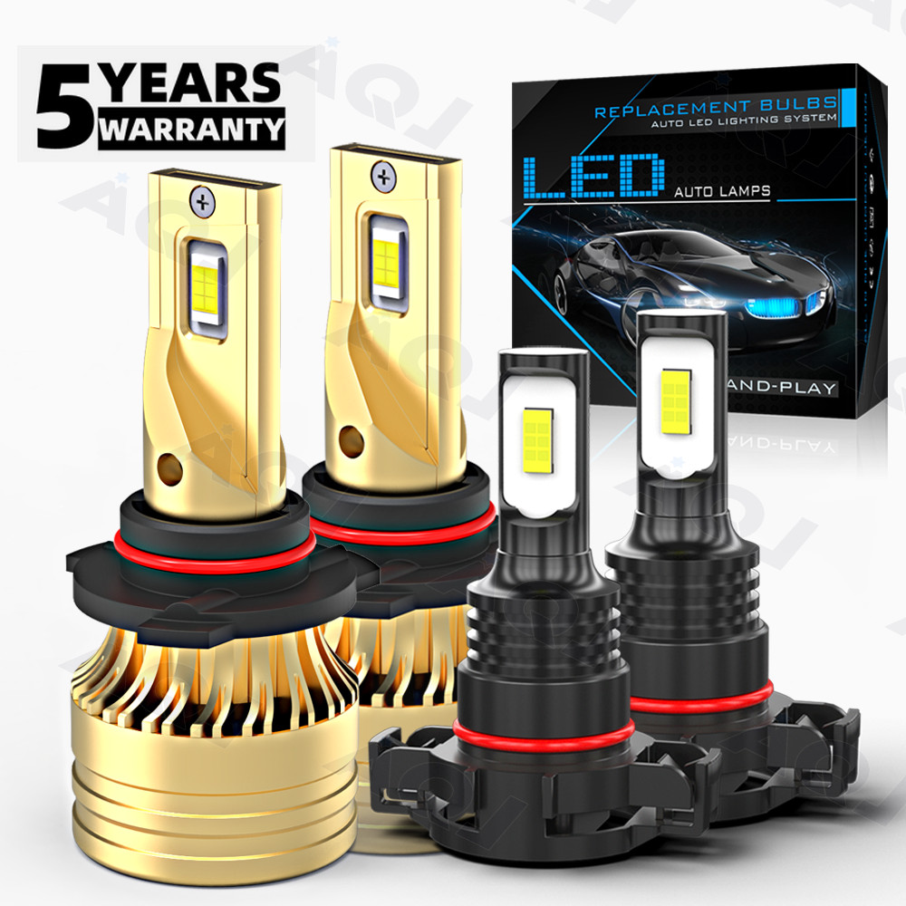 US 9012 LED Headlight High Low Beam H16/5202/2504 Fog Light Bulbs Kit 6000K 4pcs