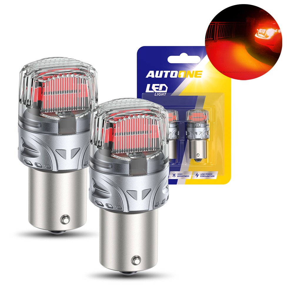 Pair LED Brake Stop Tail Signal Light Bulbs Red 1156 High Power SMD Silver-Body