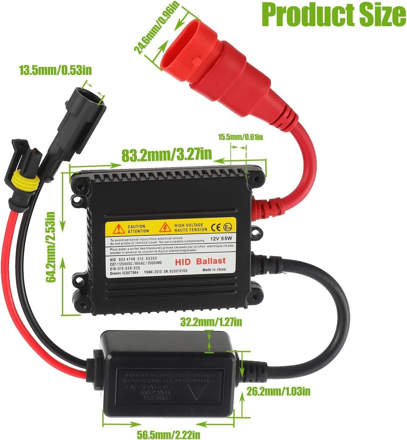 2Pcs 12V 55W HID Ballast Replacement Ultra-Slim Ballast Car Xenon Light Kit US