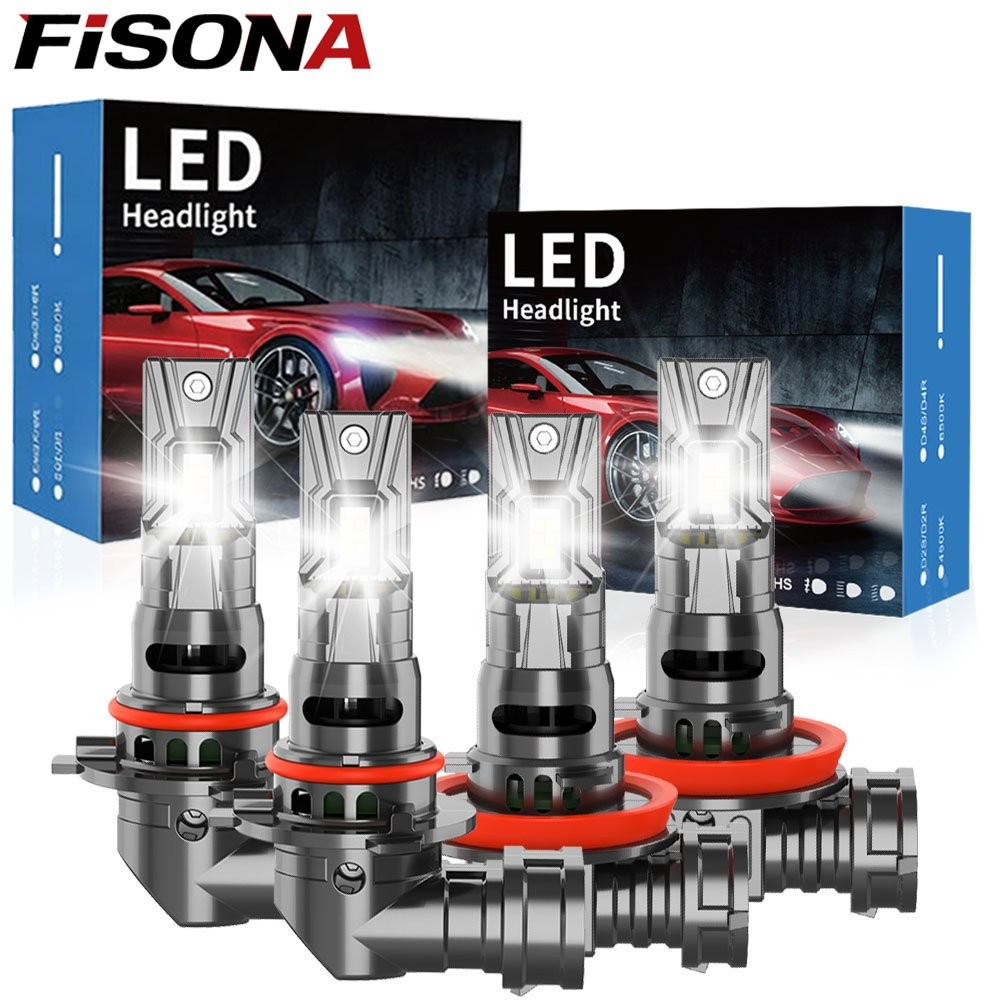 FISONA H11 9005 LED Headlights Bulb High Low Beam Light 100W Super Bright Canbus