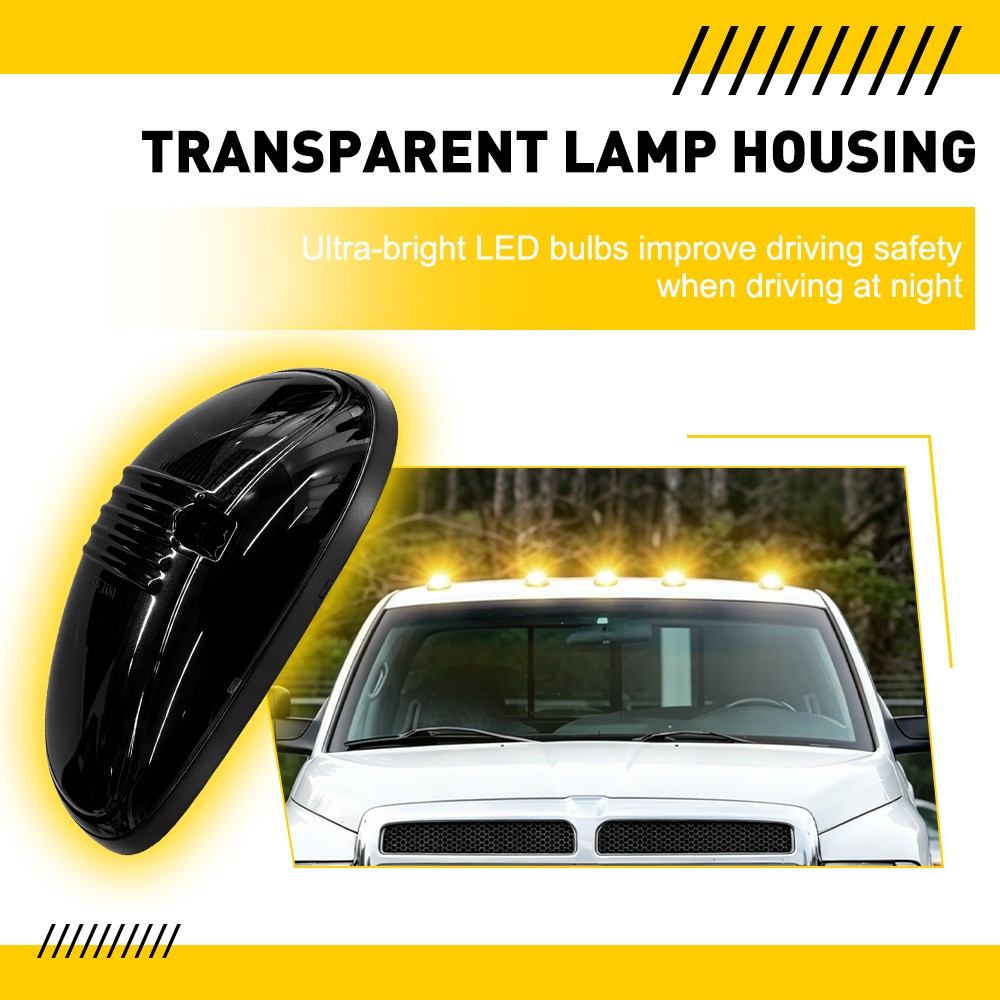 For 1999 2000 2001 Dodge Ram 1500 5xAmber/White LED Cab Roof Marker Lights Set