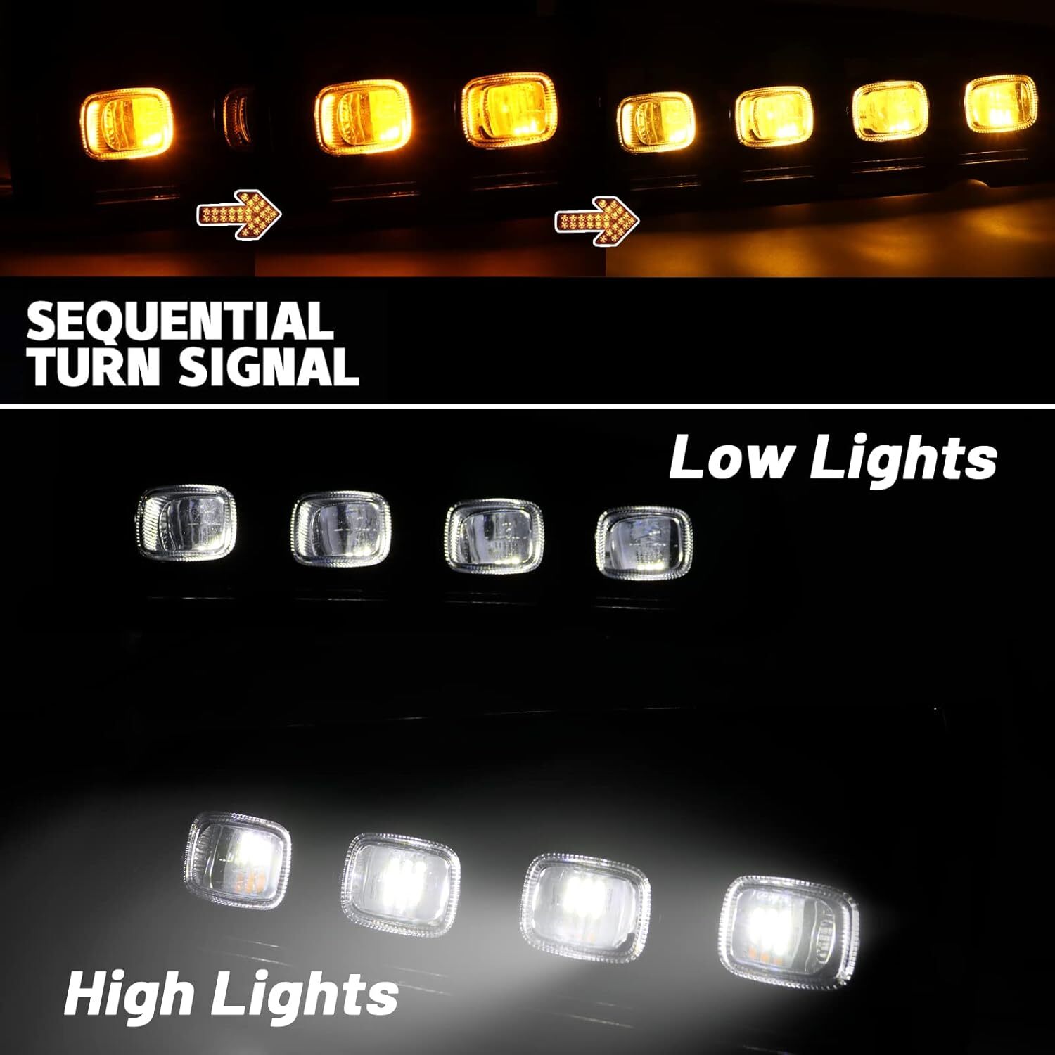 For Ford Bronco Raptor 2021-2023 LED DRL Daytime Running Fog Light w Turn Signal