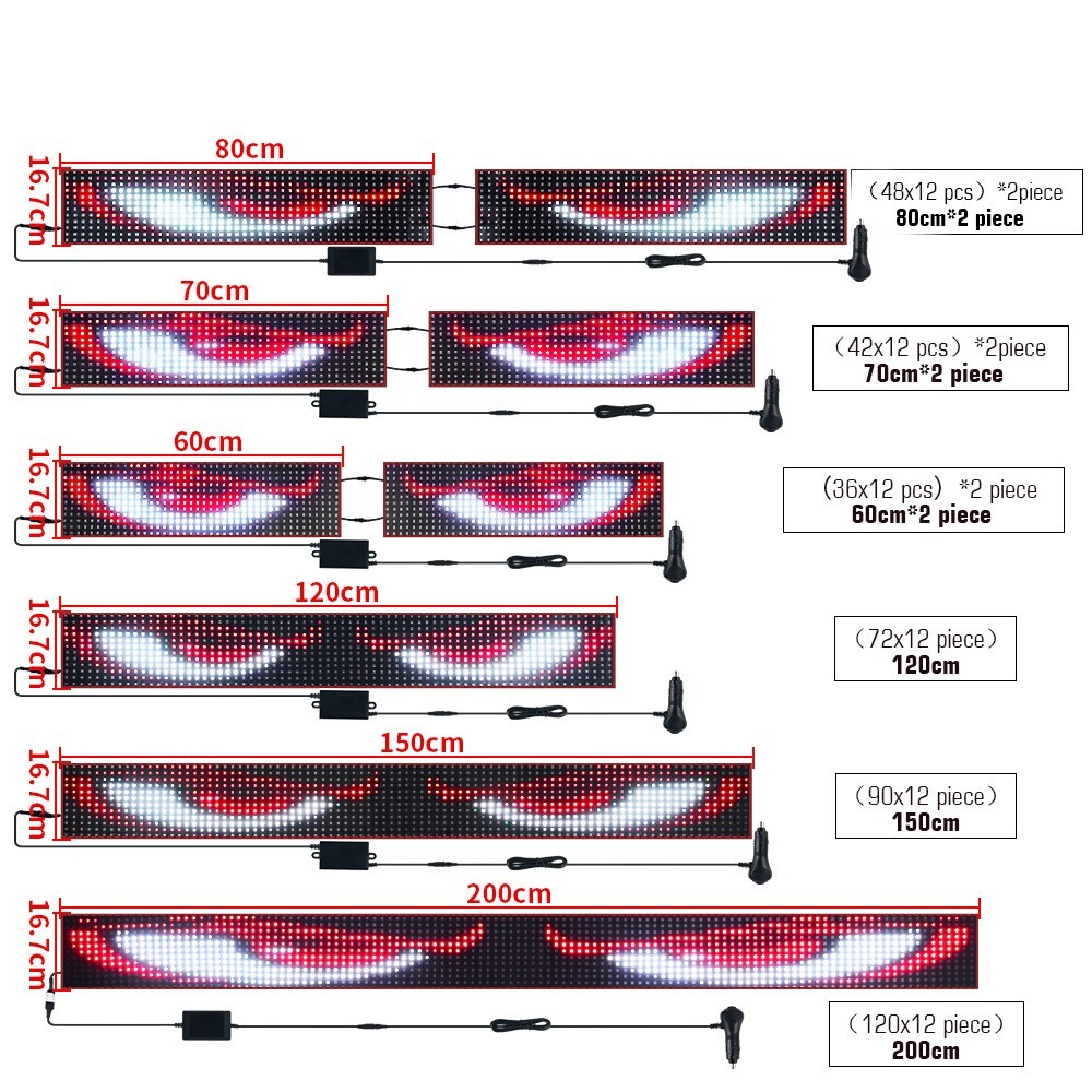 Devil Eyes Light for Car – LED Display Screen DIY Truck Windshield Eyes Lights