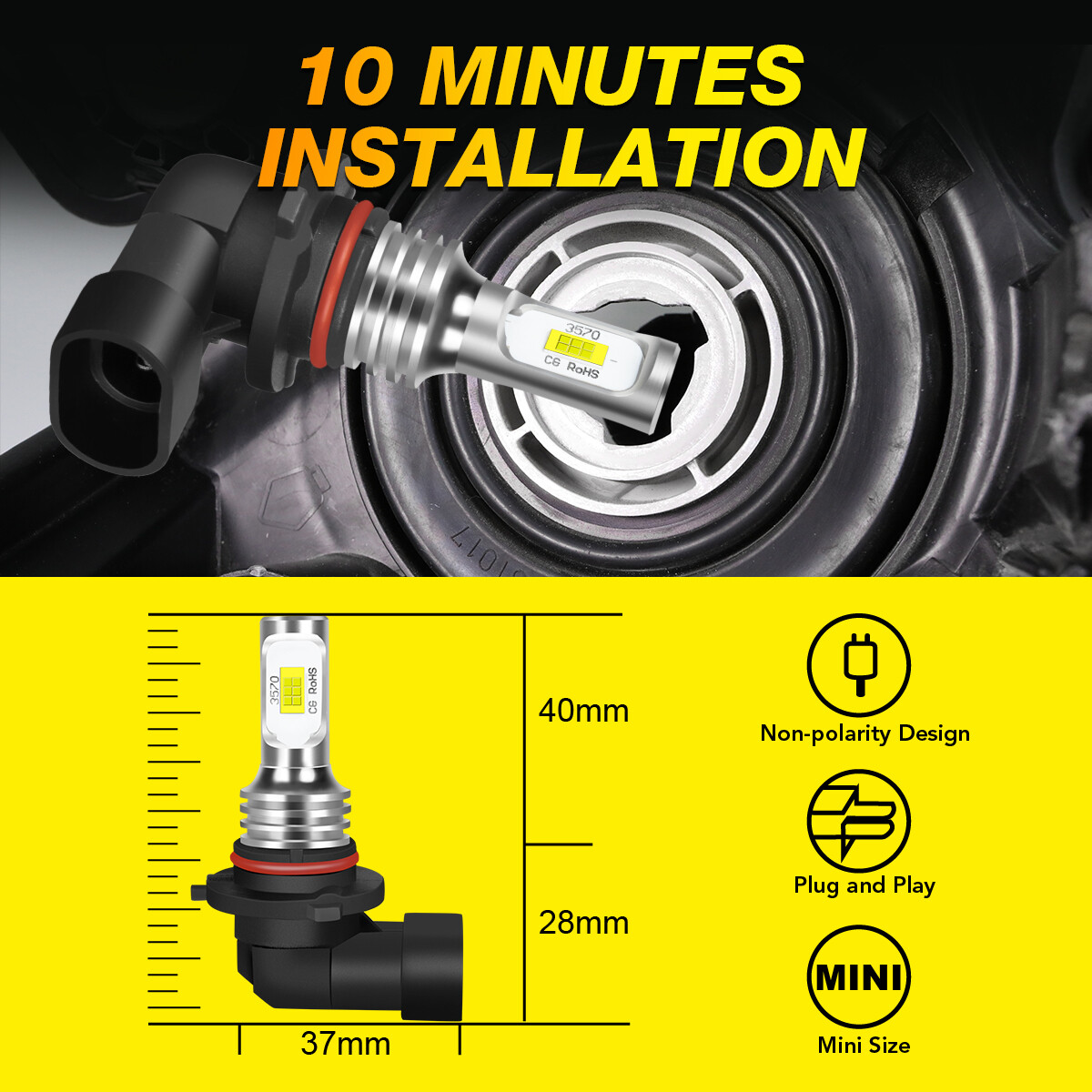 For Freightliner Century Class 2005-11 4Pc LED Headlight High Low Beam Bulbs Kit