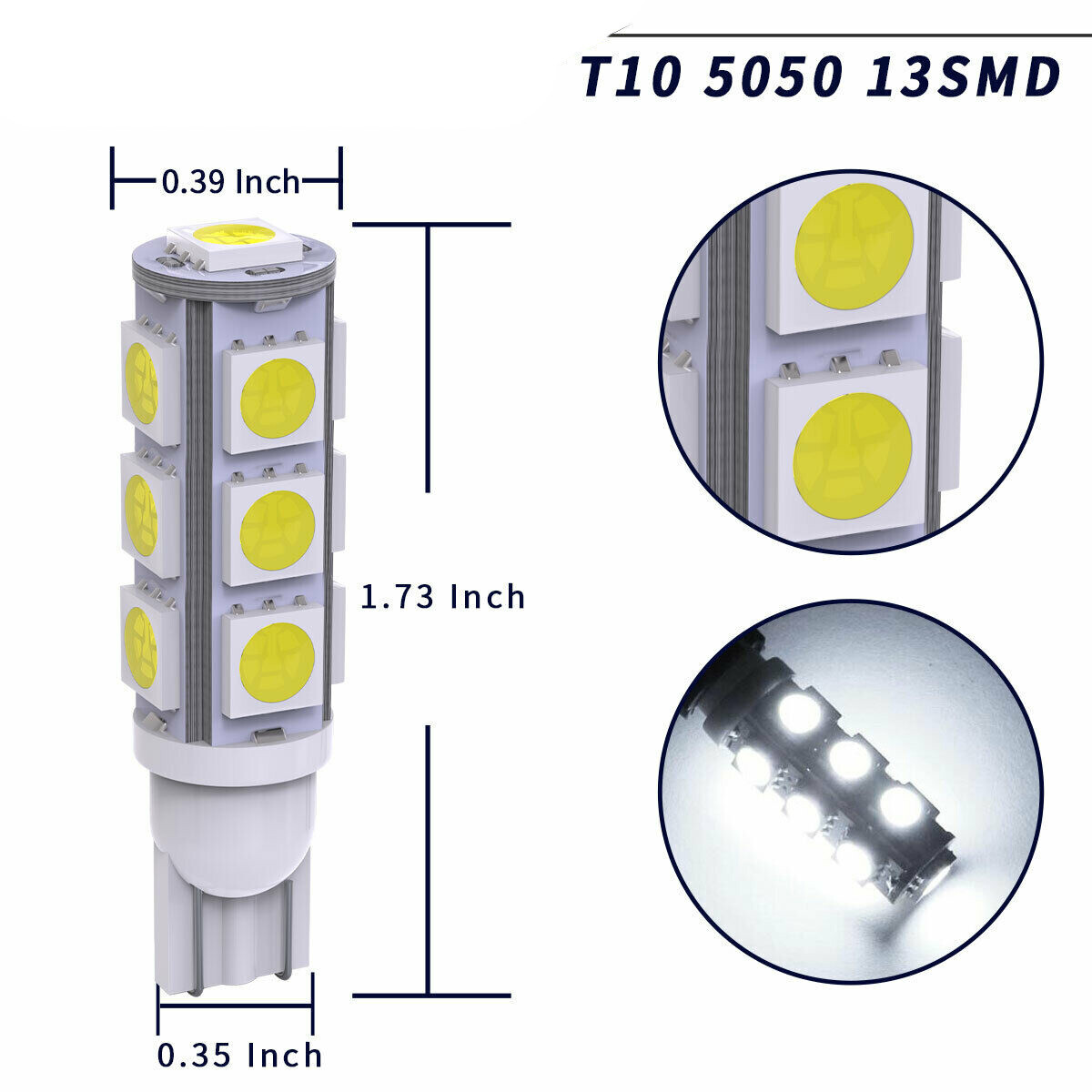 ??10PC LED Landscape Light 13Led/smd Per Bulb 194 T10 T5 Wedge Base DC 12V 13SMD