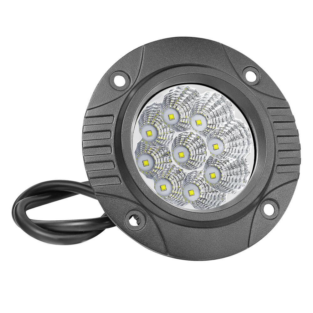 2X 5″ 90W LED Round Driving OffRoad Lights Pods Spot Flush Mount Reverse 4WD 12V