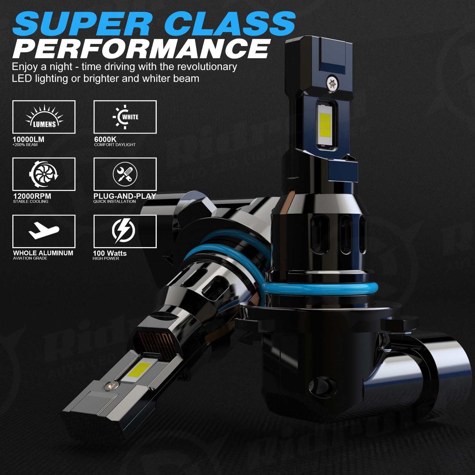 H11 9005 LED Headlight KIT Combo Bulbs 6500K High&Low Beam Super Bright White