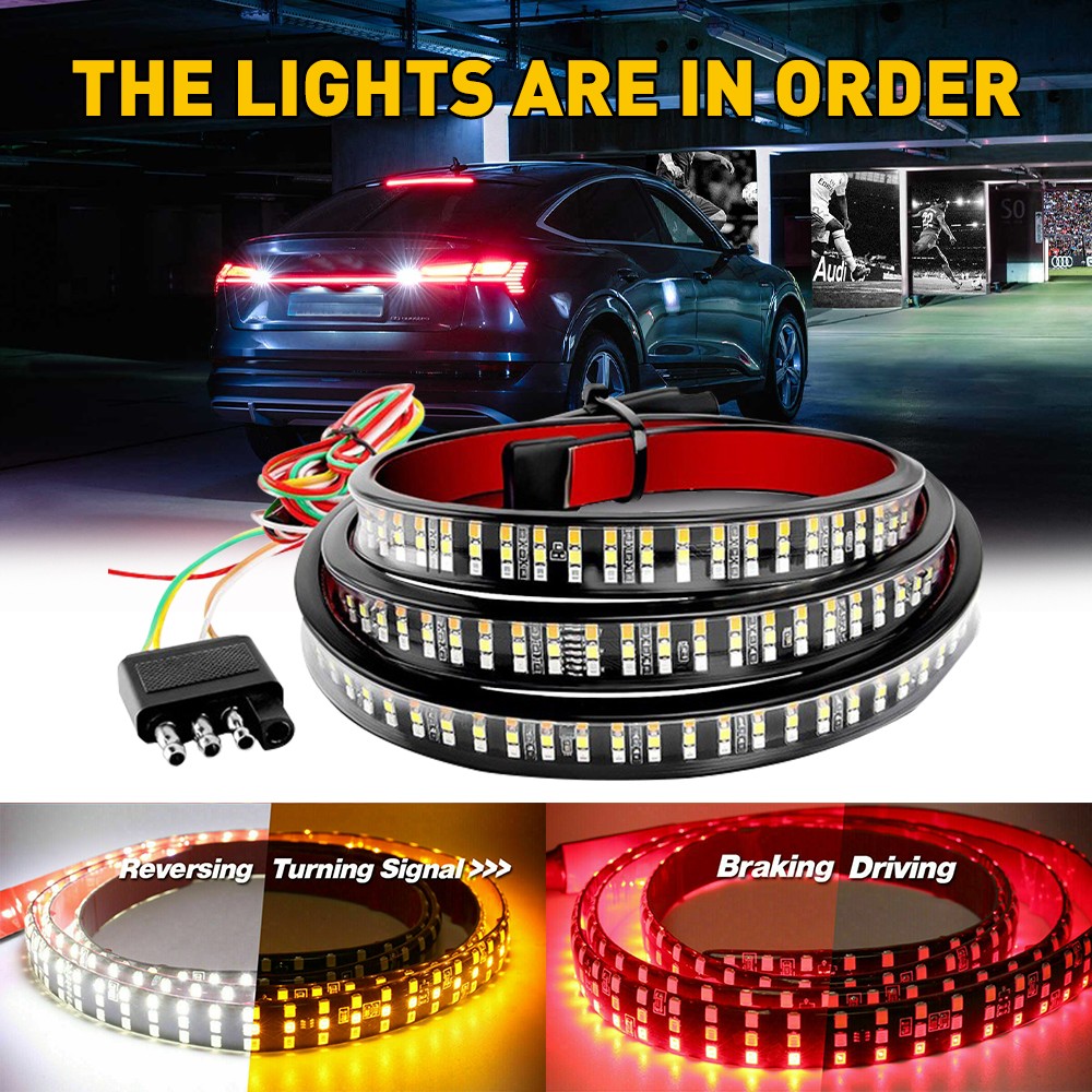 60″ 3 Row 432 LED Strip Tailgate Light Truck Bar Reverse Brake Rear Tail Light B