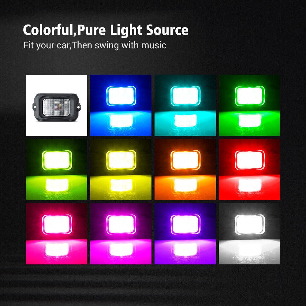 MICTUNING C2 Curved RGBW LED Rock Lights – 8 Pods Multicolor Neon LED Light Kit