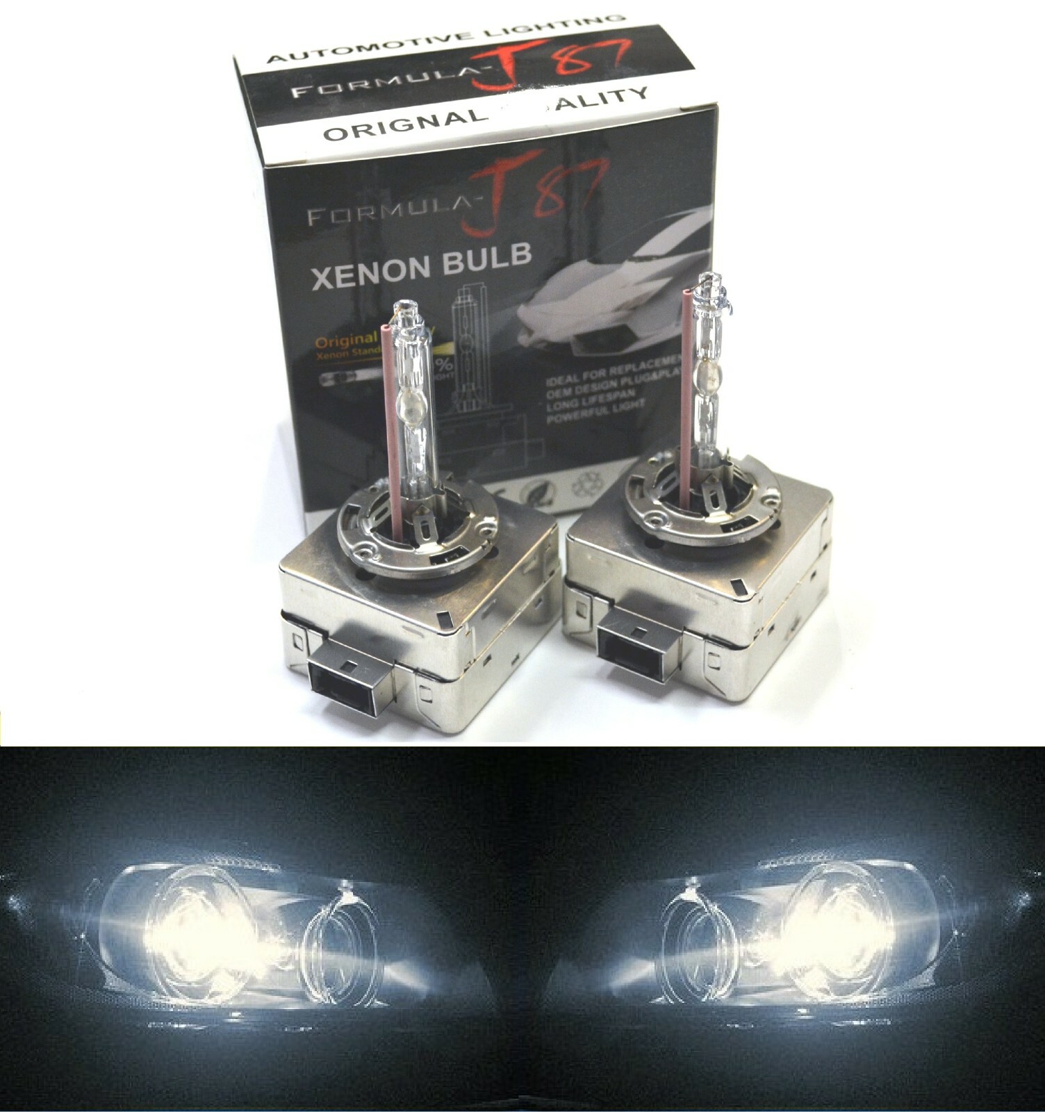 HID Xenon D3S Two Bulbs Head Light 4300K Stock Bi-Xenon Replace Lamp Low Beam