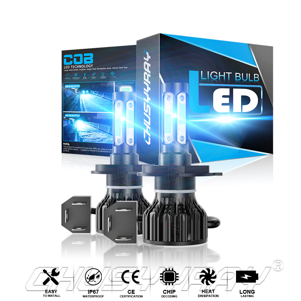 H4 9003 Ice Blue LED Headlight Bulb Conversion Kit High Low Beam 8000K 72000LM