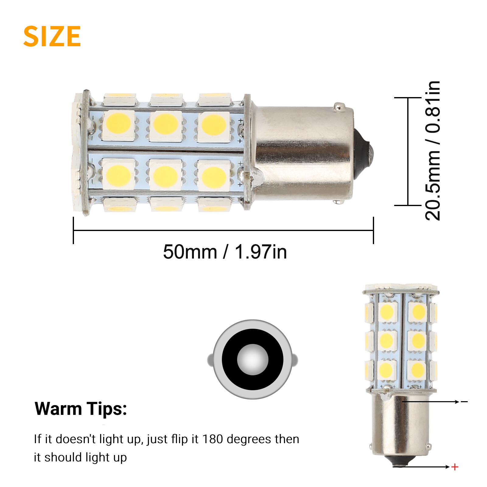 10X Warm White 1156 1141 1003 27 SMD LED RV Camper Trailer Interior Light Bulbs