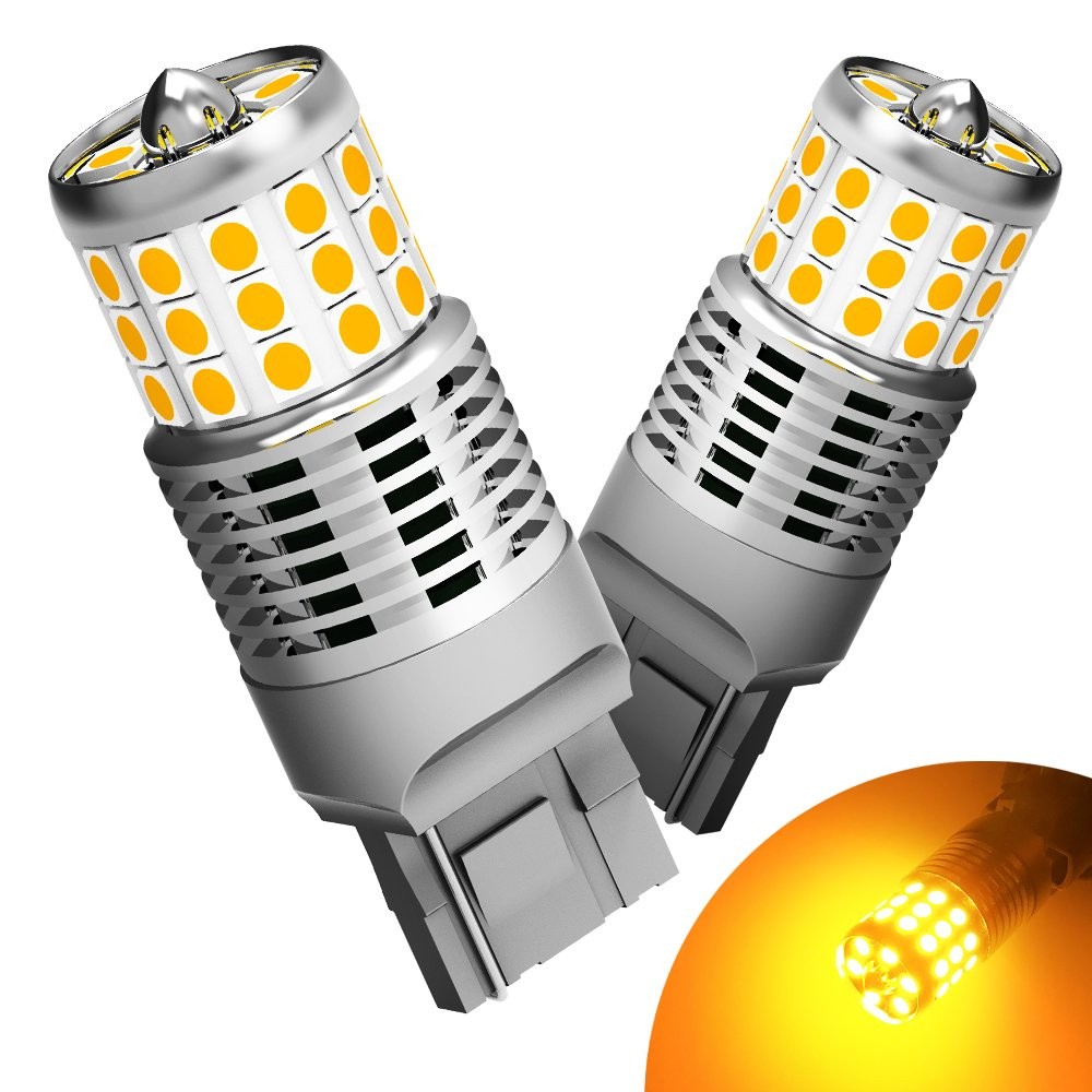 2PCS 7440 Amber Yellow Turn LED Signal Lights Bulbs Canbus Anti Hyperflash Bulb