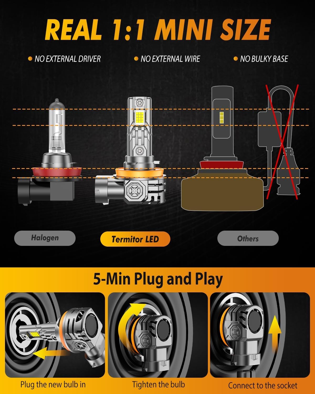 FAHREN H11/H9/H8 LED Headlight Bulb 80000LM 1000% Ultra Bright High/Low/Fog Beam
