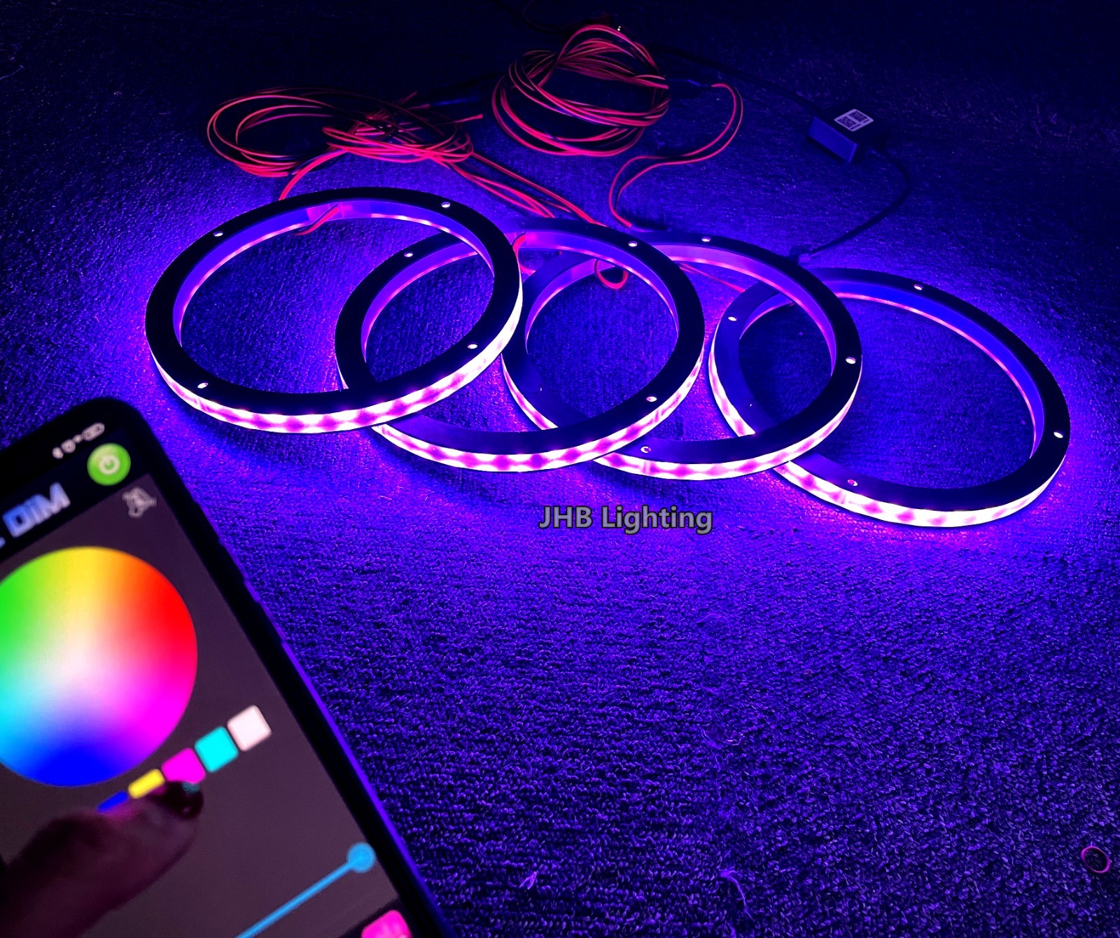 6.5″ x4PCS CHASING LED Remote & Bluetooth 1/2″ Spacer Speaker Rings Lights