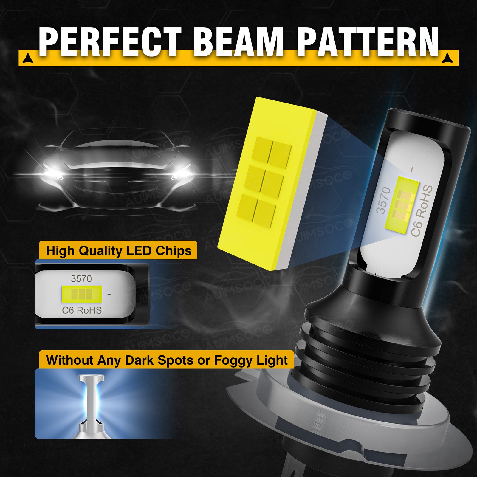 H7+H7+H11 Combo Mini LED Headlight Bulbs High Low Beam fog Light 6000K Lamps