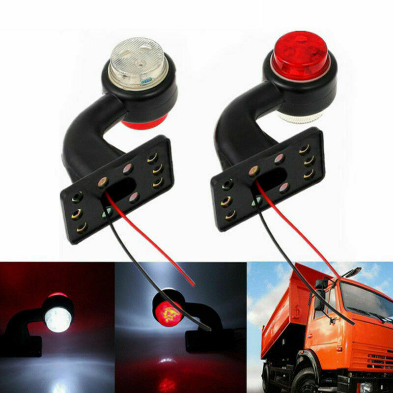 2x Dual Side LED Side Marker Light Elbow Rubber Outline Rear Trailer Truck Lorry