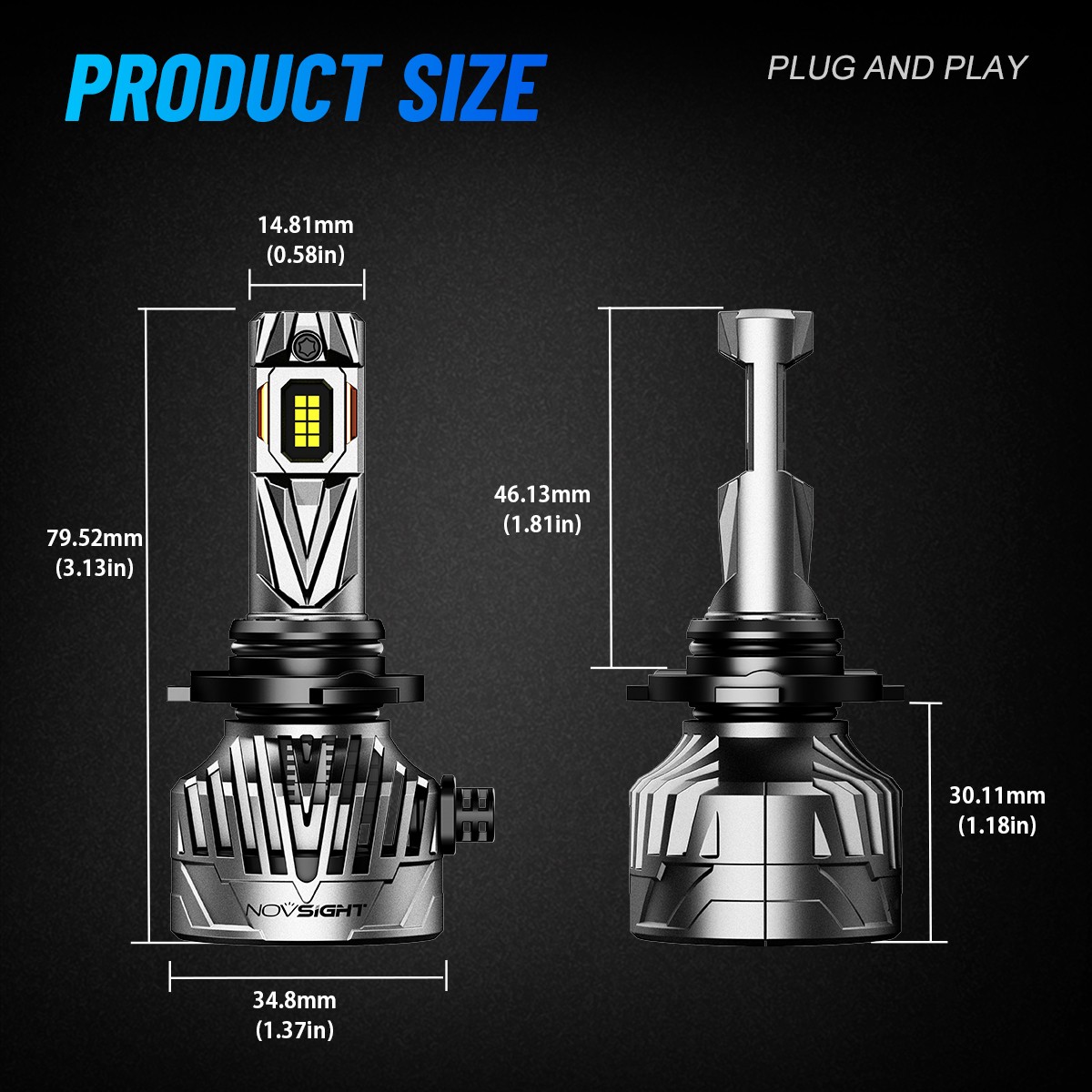 NOVSIGHT 9005 LED Headlight Kit High Beam Bulbs Super Bright 6500K White 30000LM
