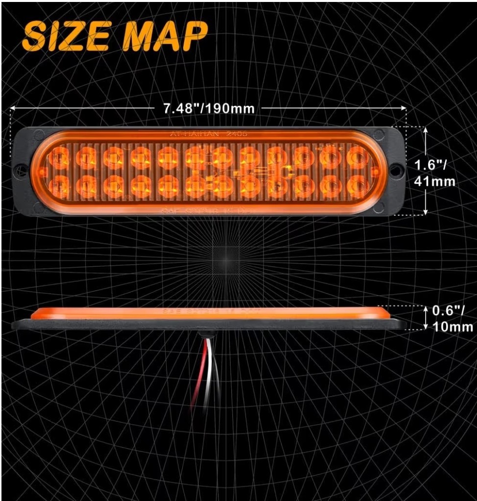 2 Aluminum Housing Amber LED Trailer Turn Signal 7.5 Inch, DOT Compliant
