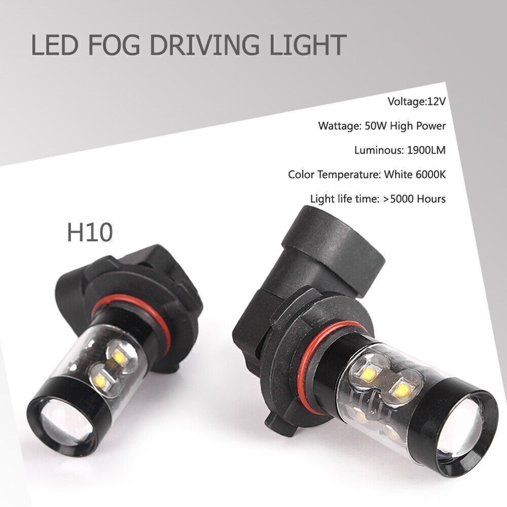 2pcs H10 50W 6000K Car LED Fog Daytime Driving Headlights Lamp Bulbs Cool White