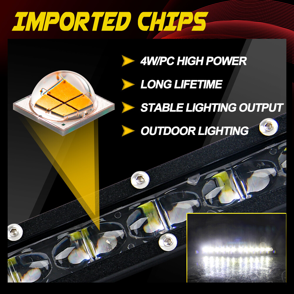7 14 20 26 32 38 44 50″ Single Row Slim Spot LED Light Bar Offroad Truck ATV SUV