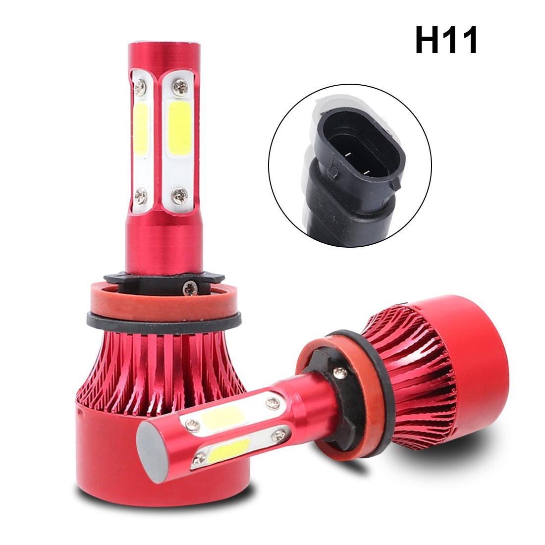2024 H11 LED Headlight 6000K 2000W 300000LM 4-Side Low Beam bulbs High Power