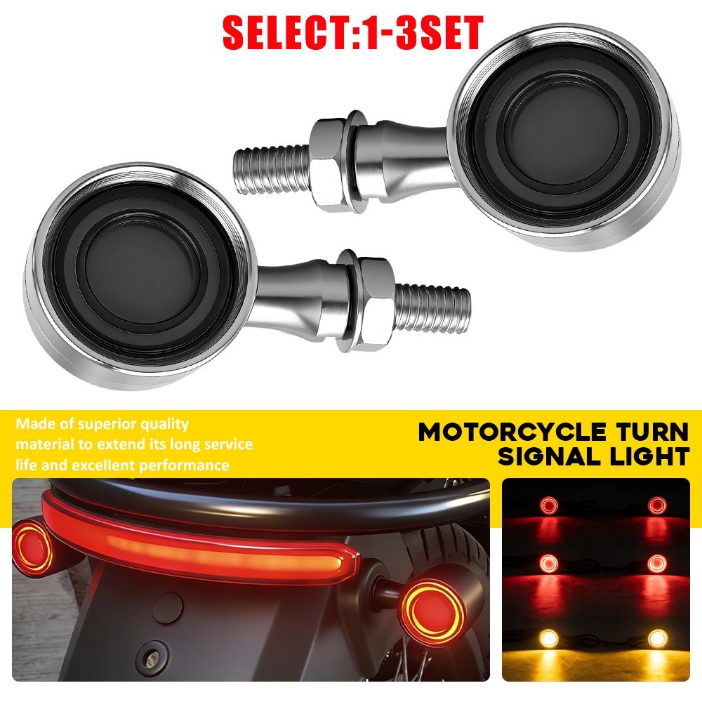 Chrome Motorcycle LED Turn Signal Blinker Brake Running Lights For Harley 2-6X