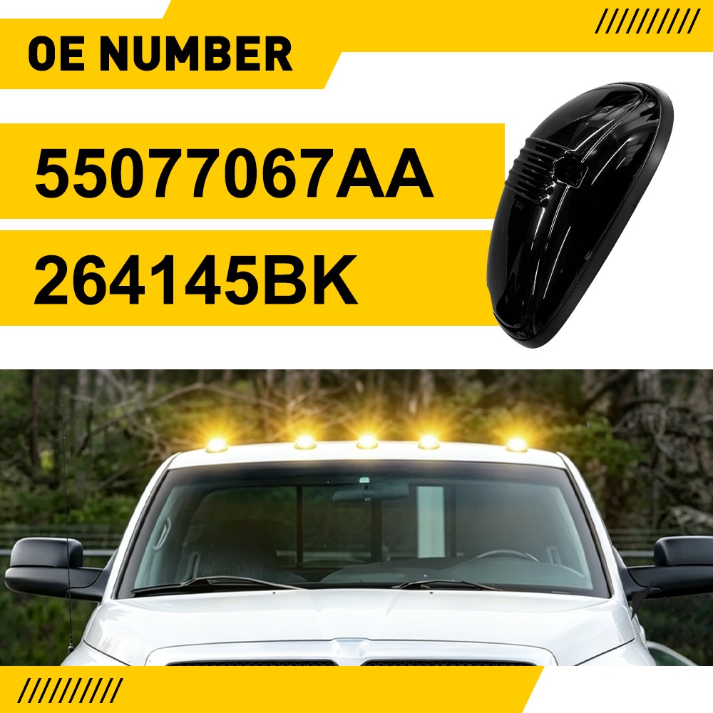 For 1999 2000 2001 Dodge Ram 1500 5xAmber/White LED Cab Roof Marker Lights Set