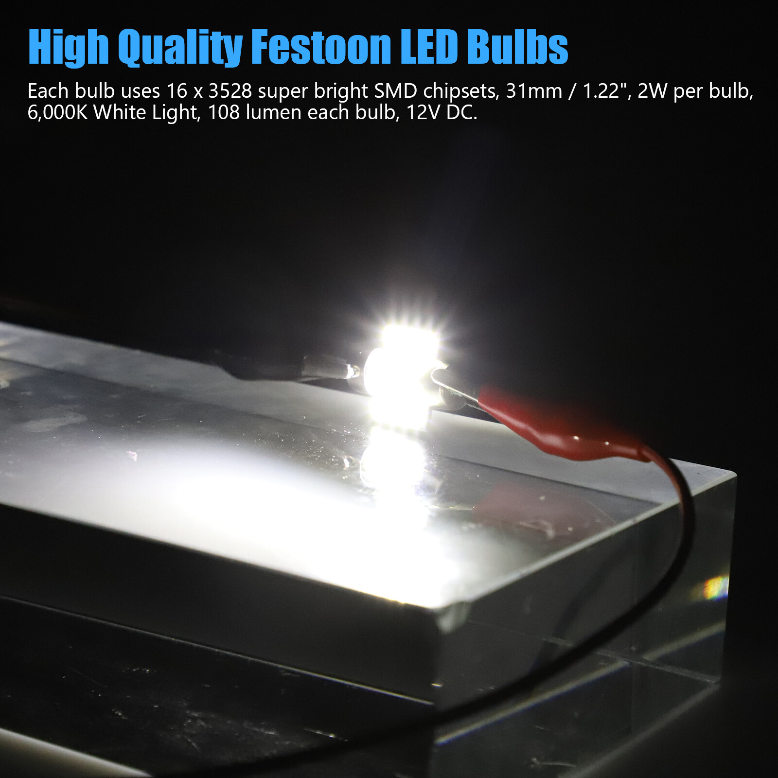 20x 31MM 16-SMD LED Car Interior License Plate Dome Map Light Bulbs Super White