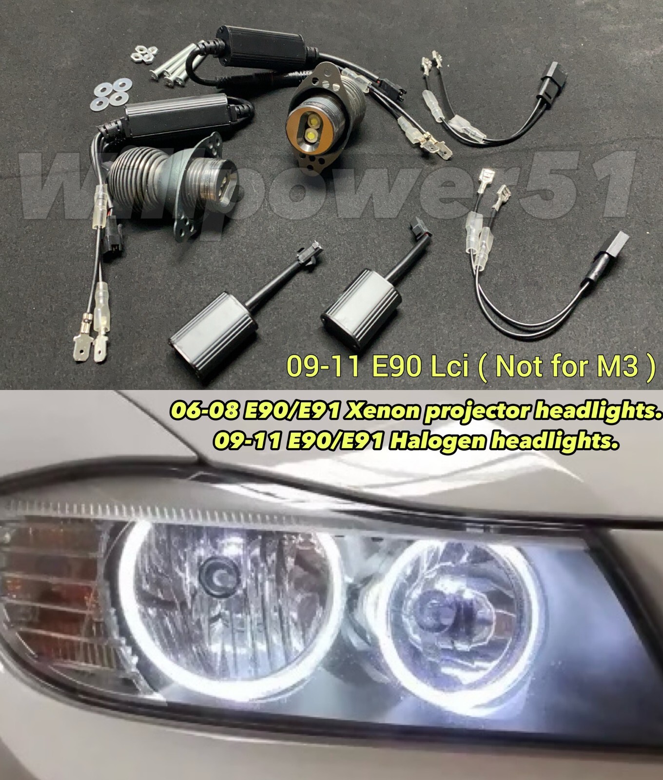 1000LM No Error Canbus LED ANGEL EYE MARKER DRL BULB FOR E90 LCI 09-11 335i 328i