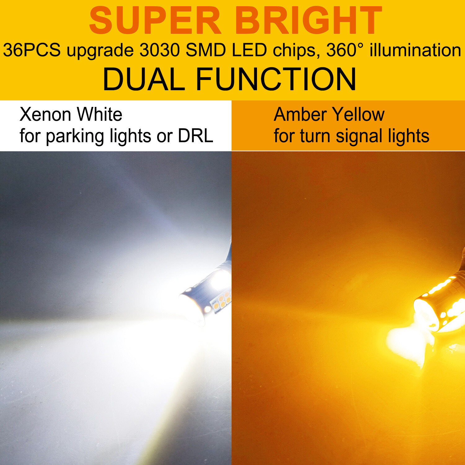 2X Switchback 16-SMD LED Turn Signal Lights Bulbs for Subaru Impreza 2009-2011