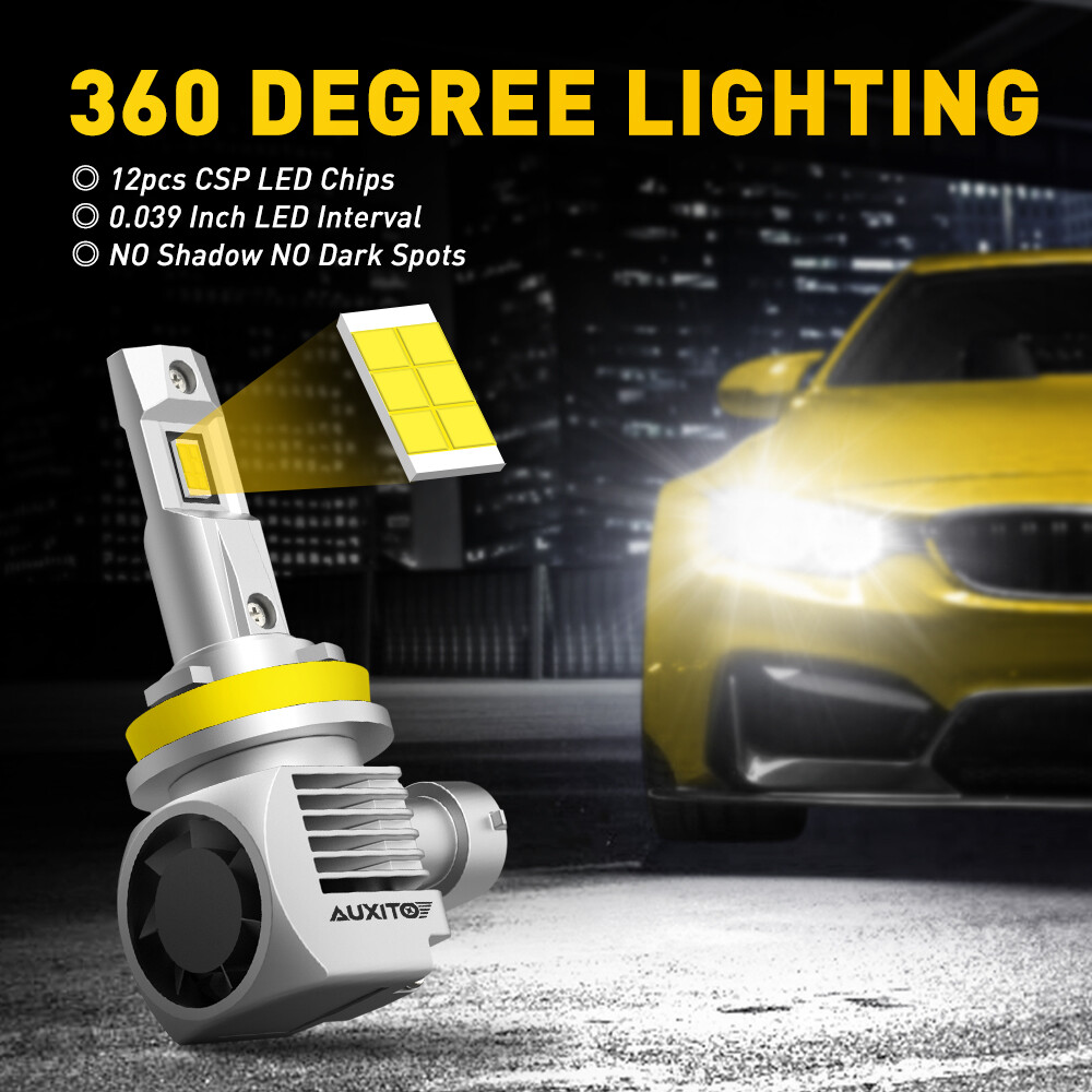 AUXITO H11 LED Headlight Bulb Low Beam 6000K Pure White Bright Plug & Play 2pcs