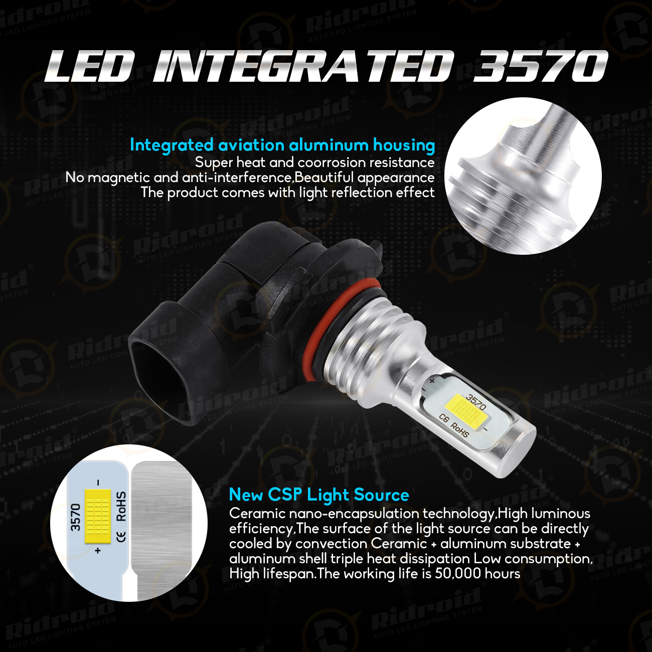RIDROID 9005 LED Headlight Super Bright Bulbs White 6000K 330000LM High/Low Beam